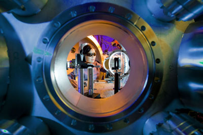 Physicist Hui Chen sets up targets for the anti-matter experiment at the Jupiter laser facility