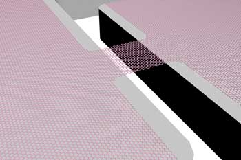 Monolayer graphene suspended between the device gap in the testing platform
