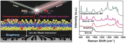 Raman spectrum of the vibrational modes of ReOxSy-HT vertical heterostructure