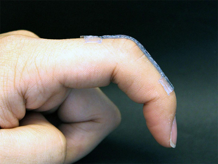 soft and stretchable sensor that can be worn on a finger