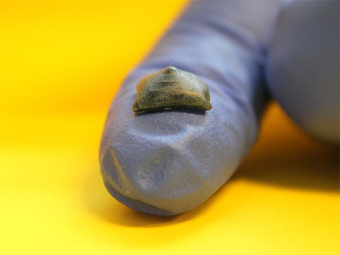 soft and stretchable material on a finger