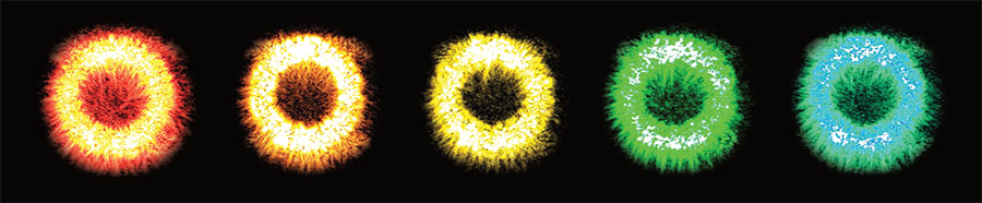 Series of visible light colors generated by a microring resonator