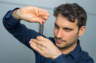 Professor Gianluca Rizzello with dielectric elastomers