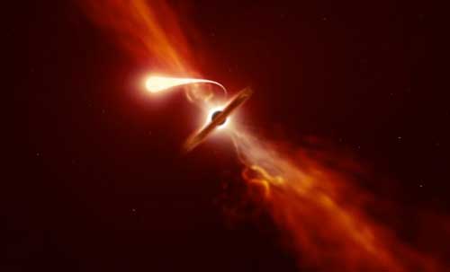 Artist's impression of star being tidally disrupted by a supermassive black hole