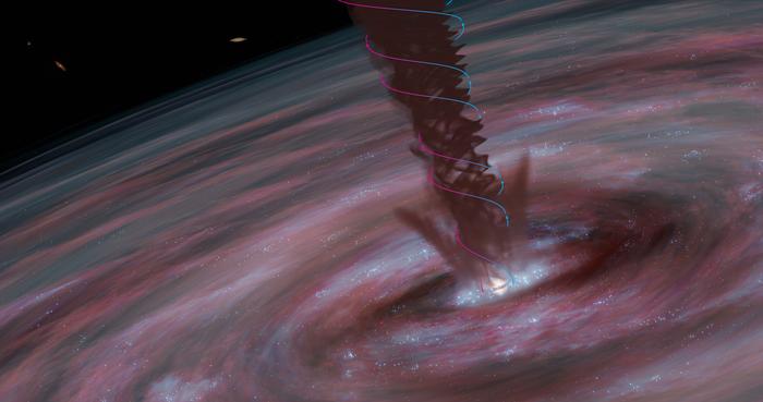 A spiralling, dense wind, detected by ALMA, could help scientists understand why supermassive black holes are as massive as they are