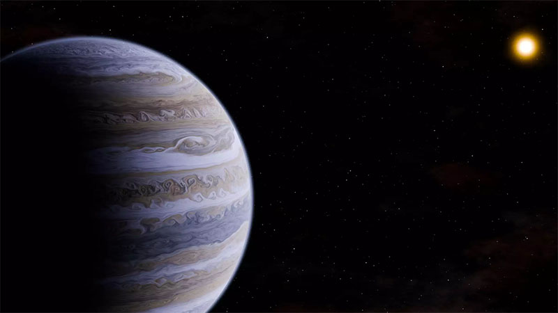 Artist’s impression of a cold gas giant orbiting a red dwarf