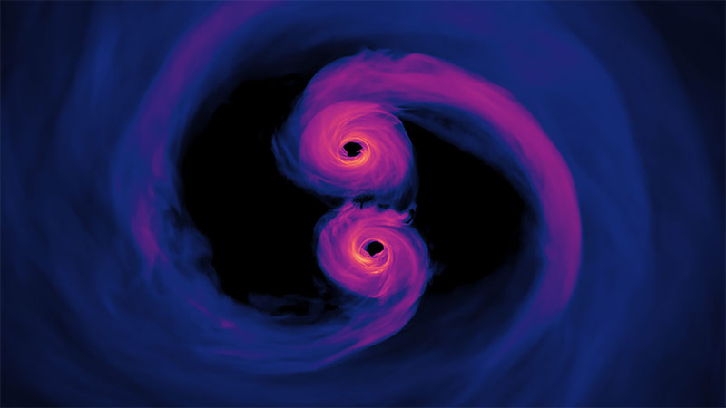 When a supermassive black hole is about to eat another massive black hole, this will emit gravitational waves