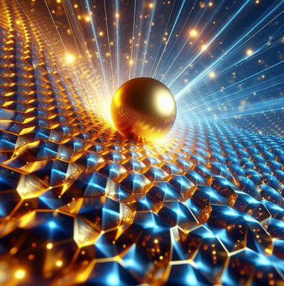 Light confined on metal particle near bulk semiconductor