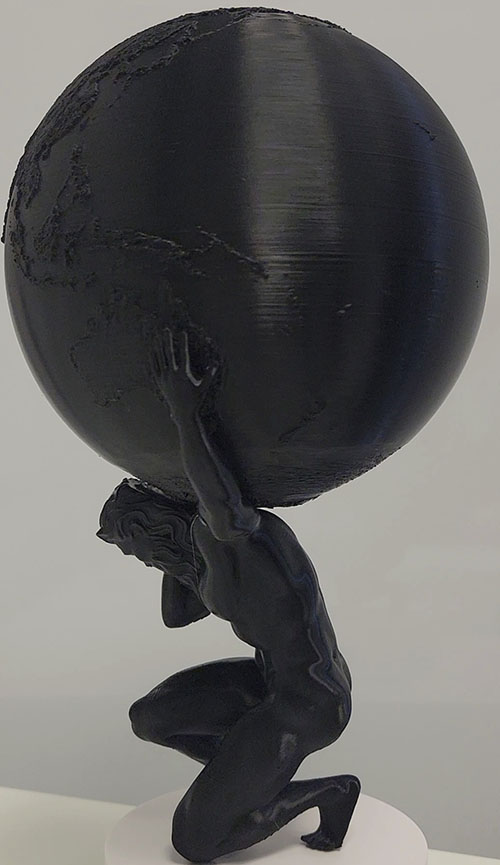 statue of Atlas 3D printed with a CNT and PLA composite